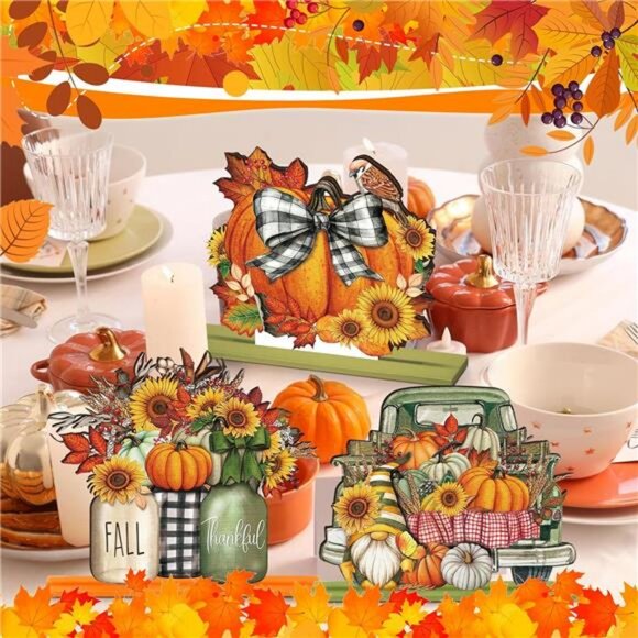 6 Pcs Fall Decor for Home Fall Table Decorations Thanksgiving Signs - Picture 5 of 7